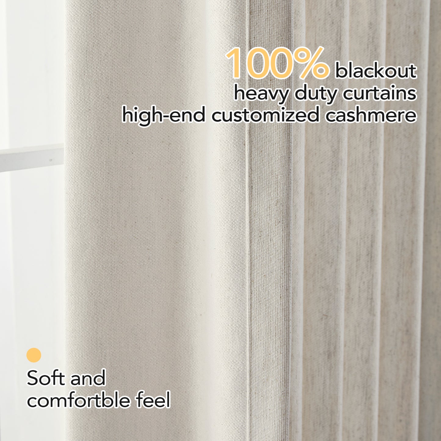 Custom Hera Cotton Curtains, Blackout Drapery for Bedroom and Living Room, Thermal Insulated Room Darkening Panels, 1 Panel