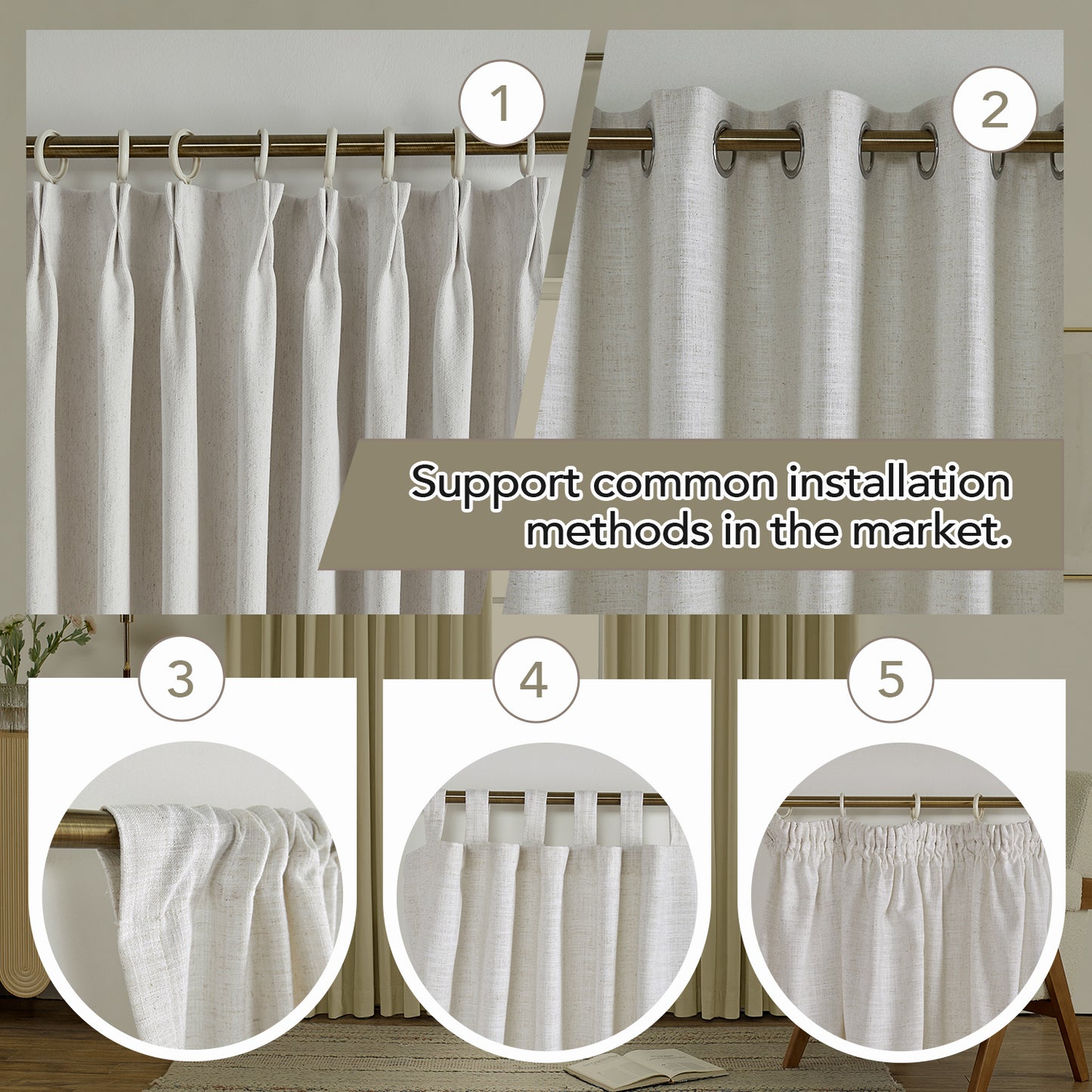 Custom Hera Cotton Curtains, Blackout Drapery for Bedroom and Living Room, Thermal Insulated Room Darkening Panels, 1 Panel