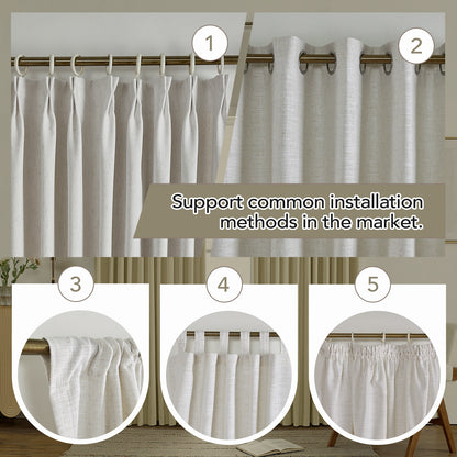 Custom Hera Cotton Curtains, Blackout Drapery for Bedroom and Living Room, Thermal Insulated Room Darkening Panels, 1 Panel