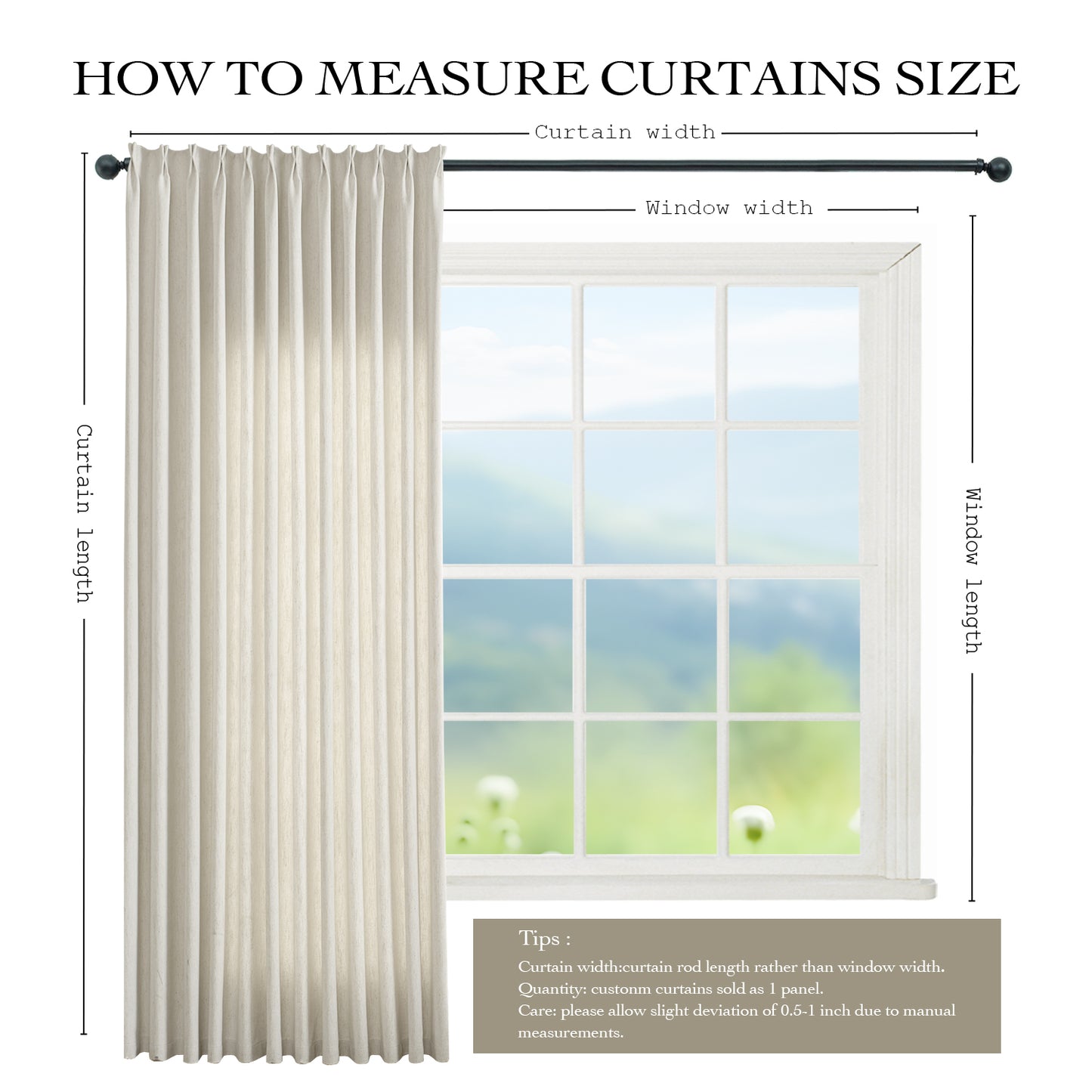 Custom Hera Cotton Curtains, Blackout Drapery for Bedroom and Living Room, Thermal Insulated Room Darkening Panels, 1 Panel