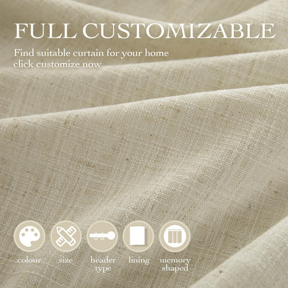 Velvoria Linen Blackout Curtains 84 Inch Length, 52" W x 84" L, Ring Top Blackout Curtains, Linen Curtains for Bedroom and Living Room, Thermal Insulated Room Darkening Panels