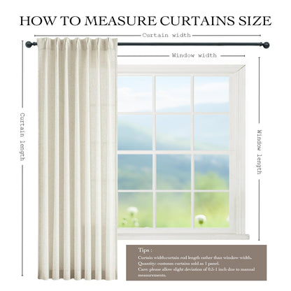 Custom Athena Blackout Linen Curtains, Linen Curtains for Bedroom and Living Room, Thermal Insulated Room Darkening Panels, 1 Panel