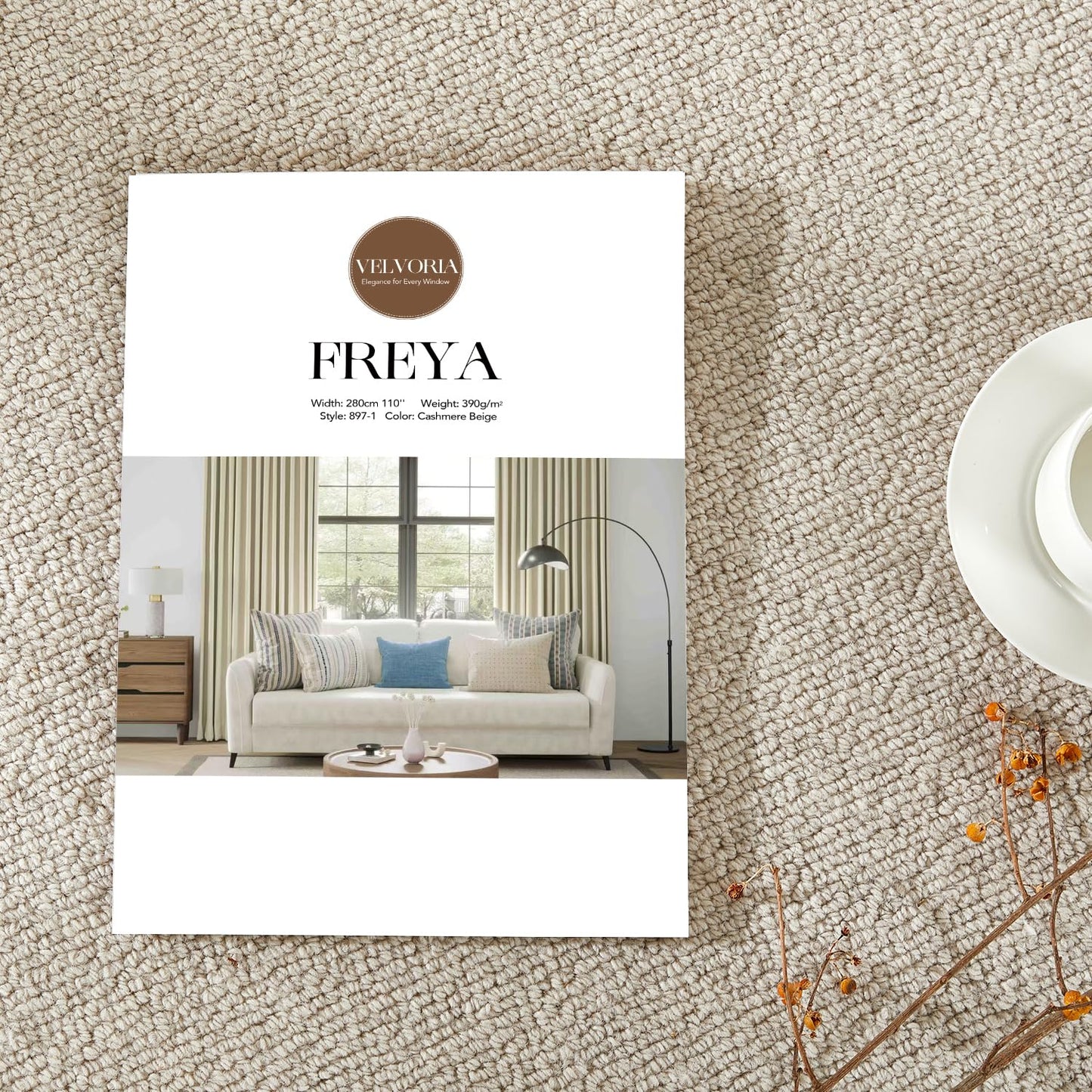 Velvoria Freya Series Velvet Custom Curtains Fabric Samples, 24 Colors, Textured Linen Drapes for Bedroom, Living Room, and Window Treatment