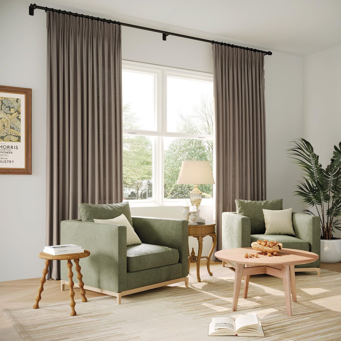Custom Athena Blackout Linen Curtains, Linen Curtains for Bedroom and Living Room, Thermal Insulated Room Darkening Panels, 1 Panel